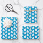 Light Blue Sailboat Pattern Wrapping Paper Sheets