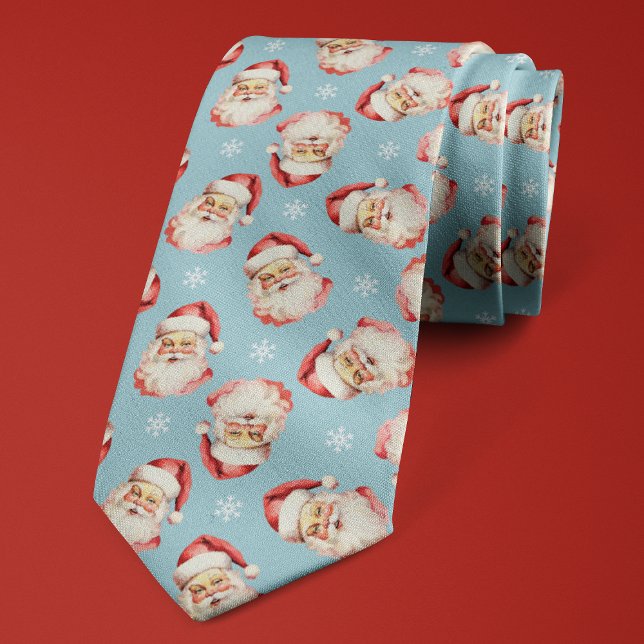 Light Blue Santa Claus Christmas Snowflake Neck Tie (Creator Uploaded)