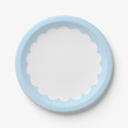 Light Blue Scallop Customizable Paper Plate