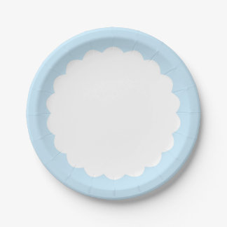 Light Blue Scallop - Customizable Paper Plates