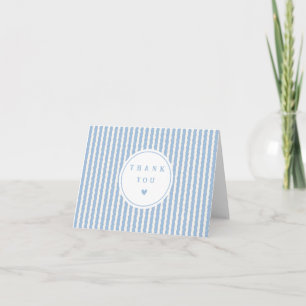 Light Blue Scalloped Stripe Baby Baptism Letterpress Thank You Card