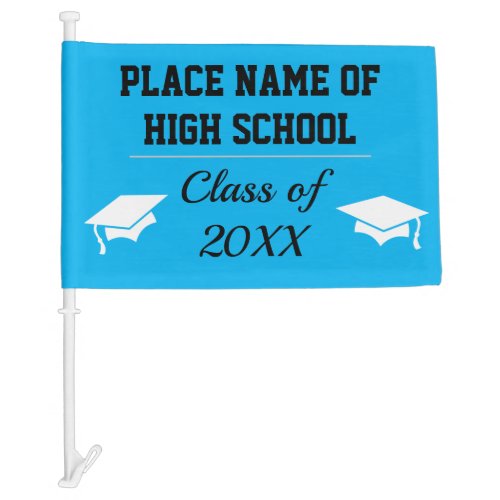 Light Blue School Colors High School Graduation Car Flag