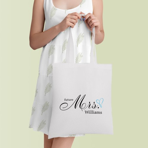 Light Blue Scribbled Heart Future Mrs Tote Bag