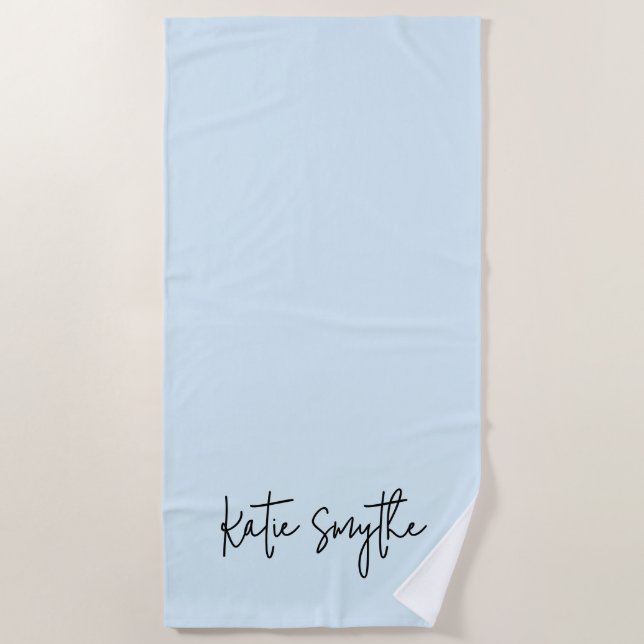 Light Blue Script Name Cute  Beach Towel (Front)