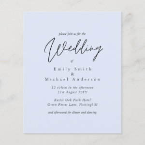 Light Blue Script Typography only Budget Wedding