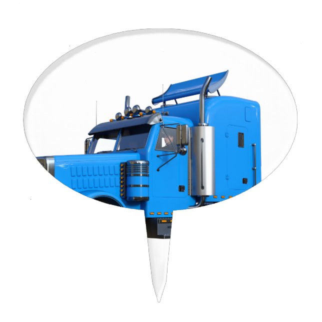 Light Blue Semi Truck in Three Quarter View Cake Topper (Front)