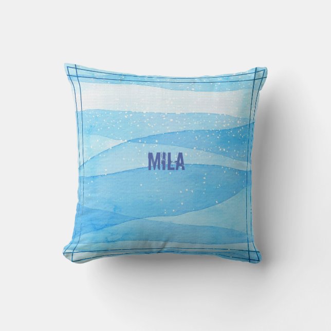 Light blue sequined elegant sweet pillow (Front)