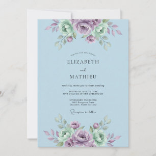 Light Blue Serene Botanical Wedding Invitation