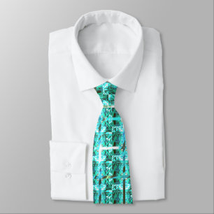 Light blue shiny, squares or image inside of grid? neck tie