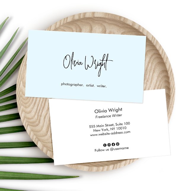 Light Blue Signature Script,  Modern Professional  Business Card (Creator Uploaded)