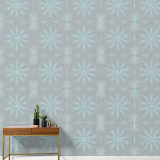 Light Blue Silver Gray Geometric Star Wall Paper