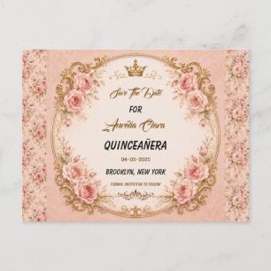 Light Blue Silver Princess Quinceanera Birthday  Announcement Postcard