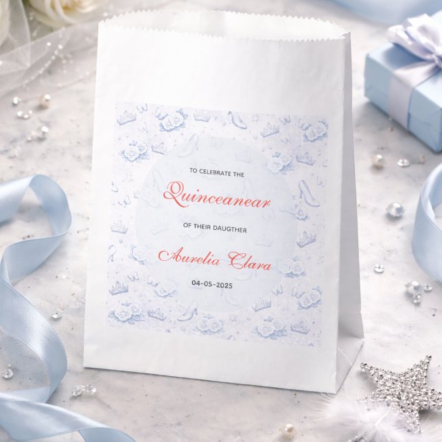 Light Blue Silver Princess Quinceanera Birthday  Favor Bag (Light Blue Silver Princess Quinceanera Birthday Favor Bag
)