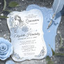 Light Blue Silver Princess Quinceanera Birthday Invitation