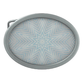Light blue Silver Star Kaleidoscope Pattern Buckle Oval Belt Buckle