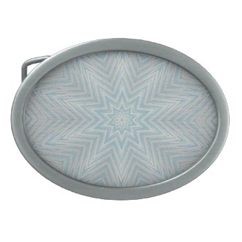 Light Blue Silver Star Kaleidoscope Pattern Buckle Oval Belt Buckle by Cherylsart at Zazzle