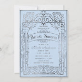 Light Blue Silver Vintage Victorian Bridal Shower Invitation (Front)