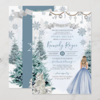 Light Blue Silver Winter Snow Sweet 16 Birthday