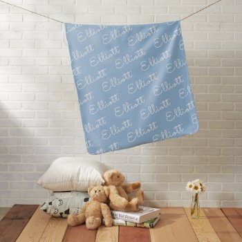 Light Blue Simple Boy Personalized Name Baby Blanket by TintAndBeyond at Zazzle