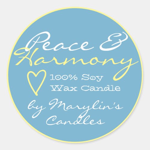 Light Blue Simple Candle Labels with Heart Pastel