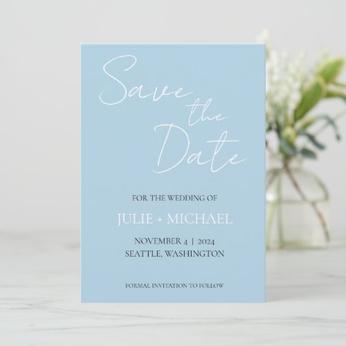 Light Blue Simple Style Save the Date Invitation