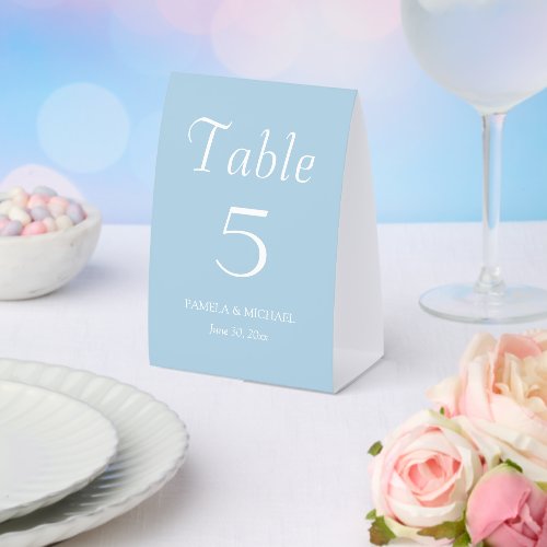 Light Blue Simple Style Wedding Paper Table Tent