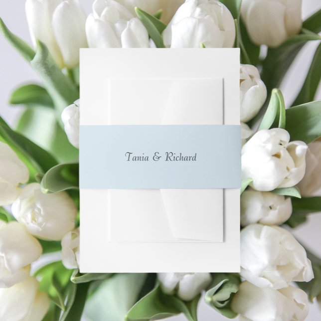 Light Blue Simple Stylized Name Wedding Invitation Belly Band (In Situ Wedding)