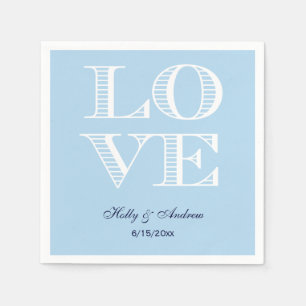 Light Blue / Sky Blue White LOVE 2 Napkins