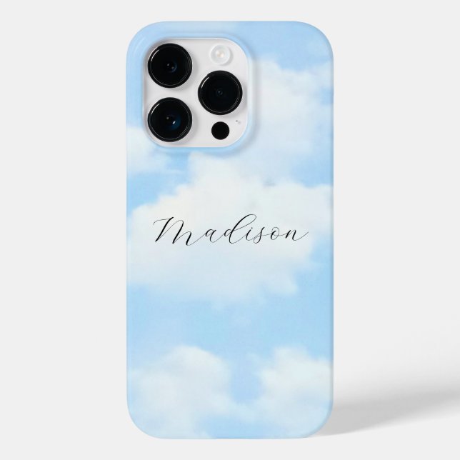 Light Blue Sky Photo Fancy Name Elegant Case-Mate iPhone Case (Back)