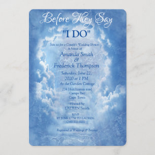 Light Blue Sky with Clouds Wedding Shower Invitation