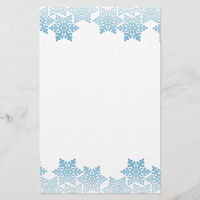 Light Blue Snowflake Border Stationery | Zazzle