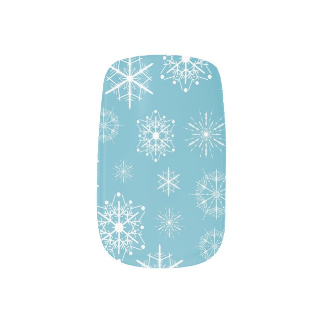 Light Blue Snowflake Christmas Design Minx Nail Art (Right Thumb)