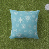 Light Blue Snowflake Christmas Design Outdoor Pillow (Grass)