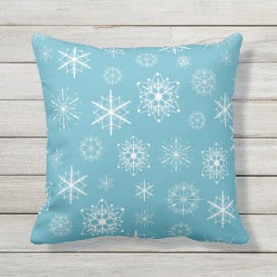 Light Blue Snowflake Christmas Design Outdoor Pillow