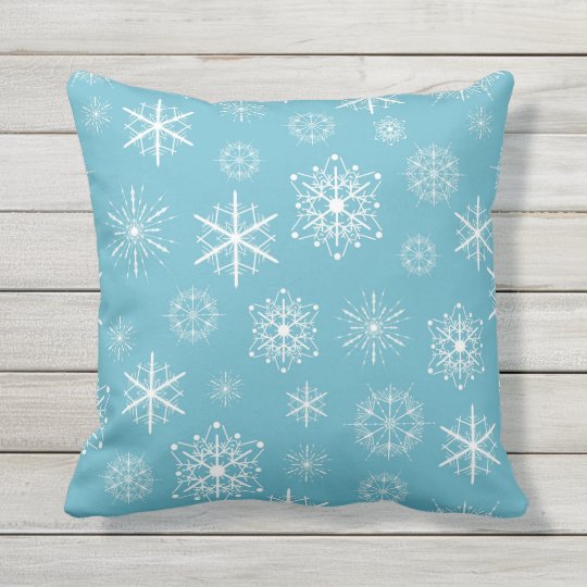 Light Blue Snowflake Christmas Design Outdoor Pillow