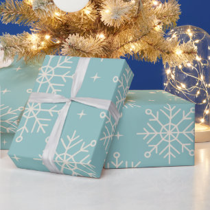 light blue snowflake christmas wrapping paper