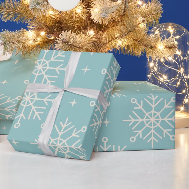 light blue snowflake christmas wrapping paper (Holidays)