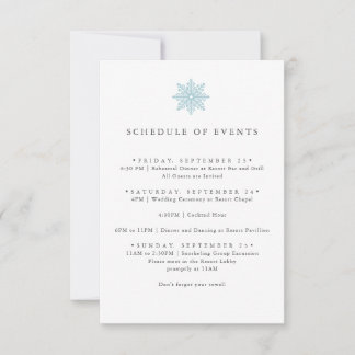 LIGHT BLUE SNOWFLAKE WEDDING SCHEDULE OF EVENTS INVITATION