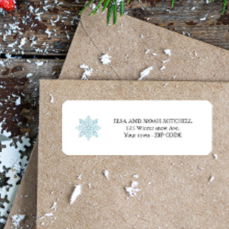 LIGHT BLUE SNOWFLAKE WINTER FAMILY ADDRESS LABEL