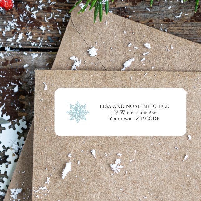 LIGHT BLUE SNOWFLAKE WINTER FAMILY ADDRESS LABEL (Creator Uploaded)