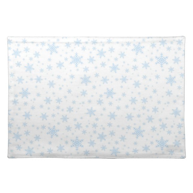 Light Blue Snowflakes on White Cloth Placemat (Front)