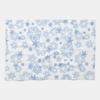 White Snowflake on Dark Green Kitchen Towel, Zazzle