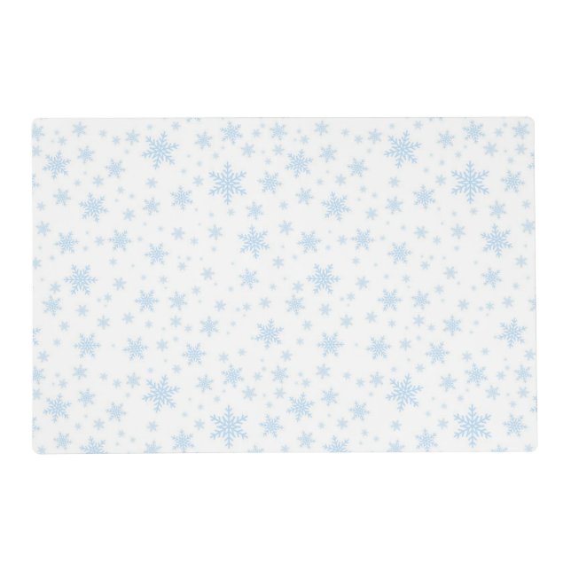 Light Blue Snowflakes on White Placemat (Front)