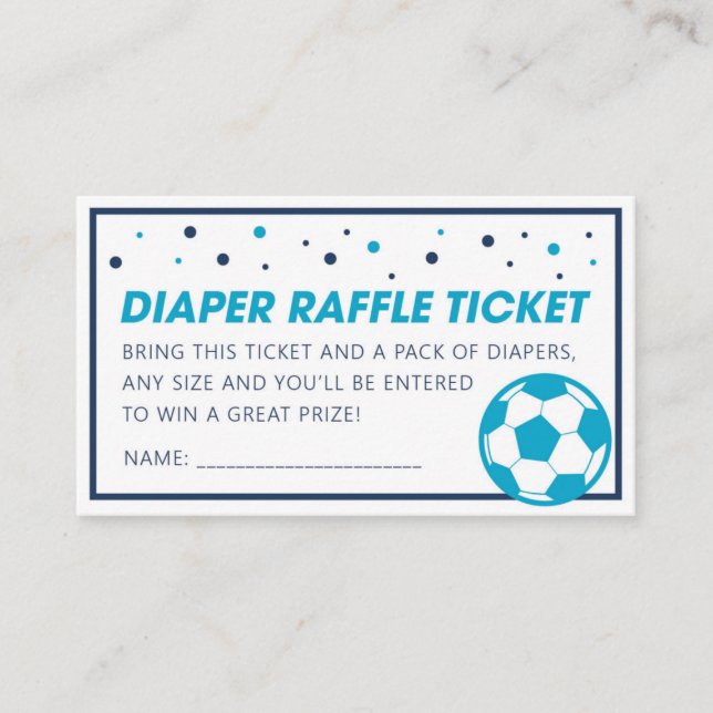 Light Blue Soccer Baby Shower Diaper Raffle Ticket (Front)