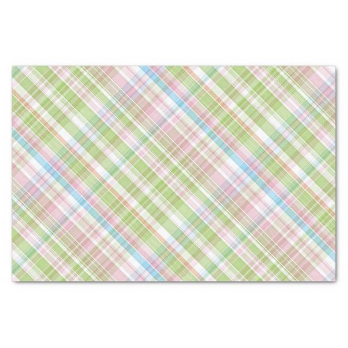 Light Blue Soft Green Blush Pink Plaid Art Pattern Tissue Paper