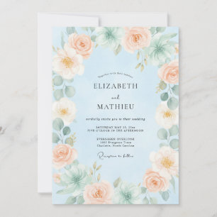 Light Blue Soft Succulent Wedding Invitation