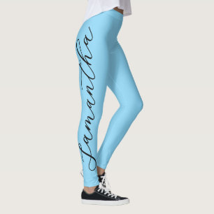 Light blue solid color All-Over-Print Leggings
