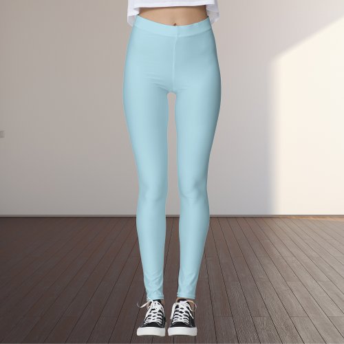 Light Blue Solid Color Leggings