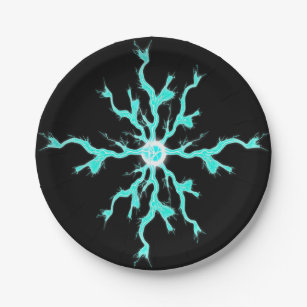 Light Blue Spark Lightning Paper Plates