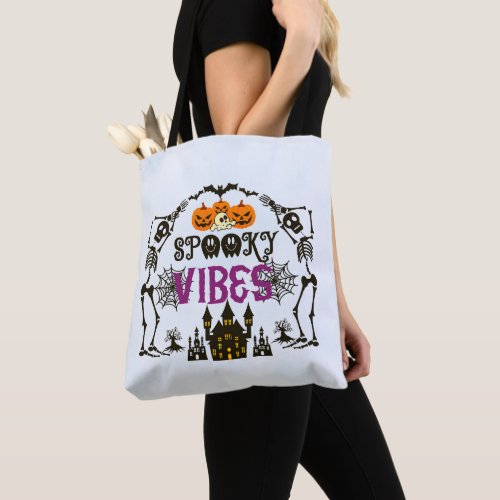 Light Blue Spooky Vibes Halloween Tote Bag